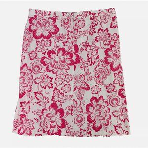 Max Mara Y2K Pink White Floral Skirt Cotton Spring Classic Made Italy Vintage